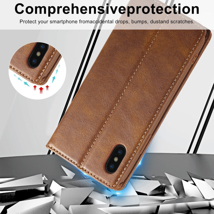For iPhone X / XS LC.IMEEKE RFID Anti-theft Leather Phone Case(Brown)
