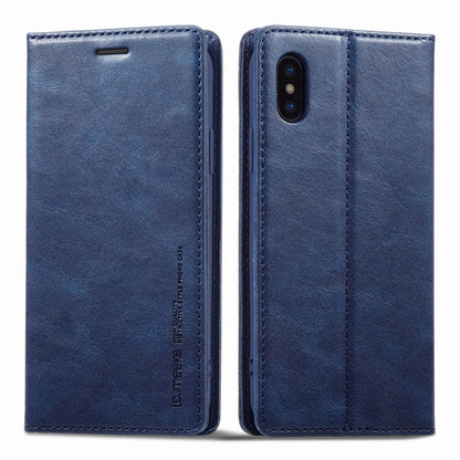 For iPhone X / XS LC.IMEEKE RFID Anti-theft Leather Phone Case(Blue)