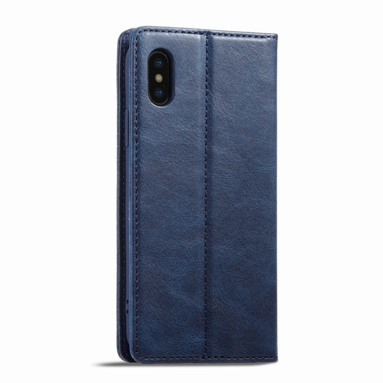 For iPhone X / XS LC.IMEEKE RFID Anti-theft Leather Phone Case(Blue)