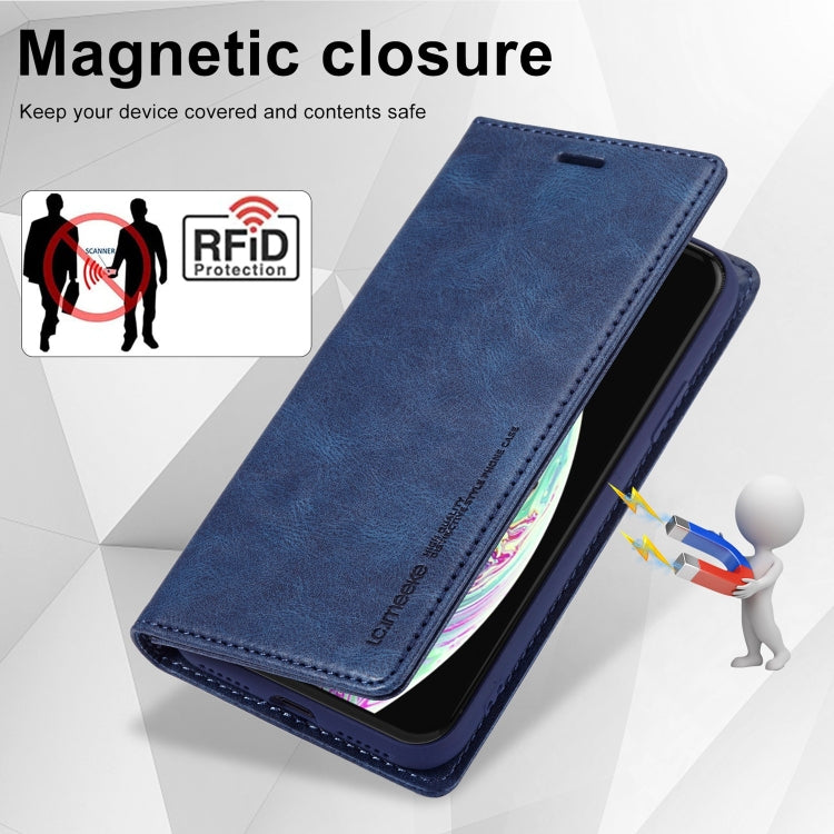 For iPhone X / XS LC.IMEEKE RFID Anti-theft Leather Phone Case(Blue)
