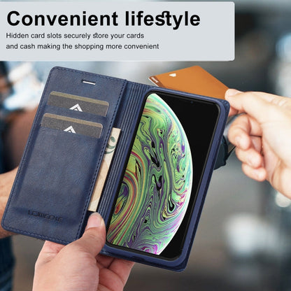 For iPhone X / XS LC.IMEEKE RFID Anti-theft Leather Phone Case(Blue)