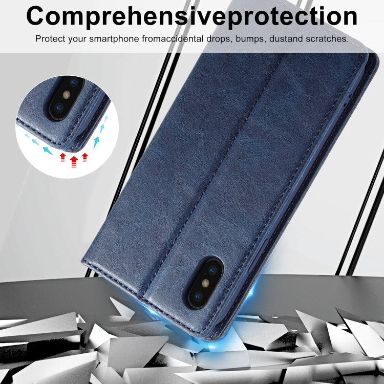 For iPhone X / XS LC.IMEEKE RFID Anti-theft Leather Phone Case(Blue)