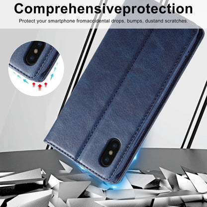 For iPhone X / XS LC.IMEEKE RFID Anti-theft Leather Phone Case(Blue)