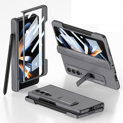 For Samsung Galaxy Z Fold4 GKK Integrated Magnetic Folding Phone Case with Pen Slot(Grey)