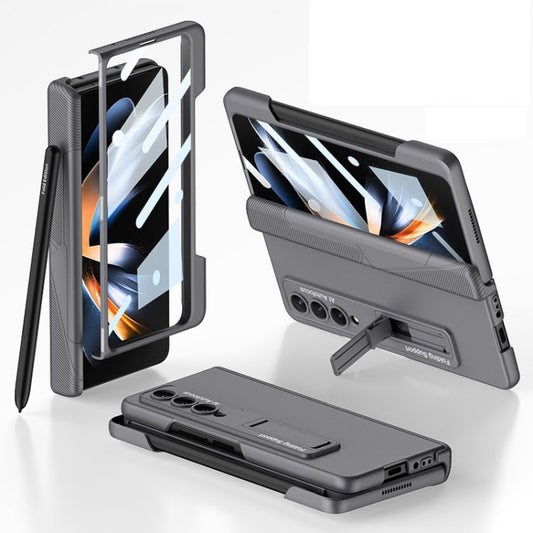 For Samsung Galaxy Z Fold4 GKK Integrated Magnetic Folding Phone Case with Pen Slot(Grey)