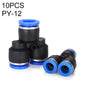 PY-12 LAIZE 10 pcs connecteur rapide pneumatique réducteur en T en plastique de type Y