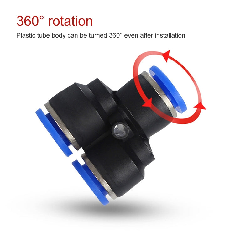 PY-12 LAIZE 10 pcs connecteur rapide pneumatique réducteur en T en plastique de type Y