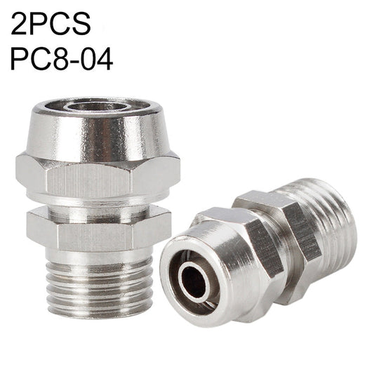 PC8-04 LAIZE 2 raccords rapides pneumatiques en cuivre nickelé