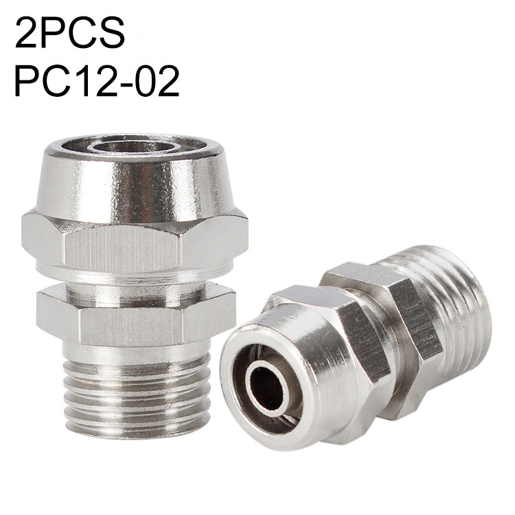 PC12-02 LAIZE 2pcs Nickel Plated Copper Pneumatic Quick Fitting Connector