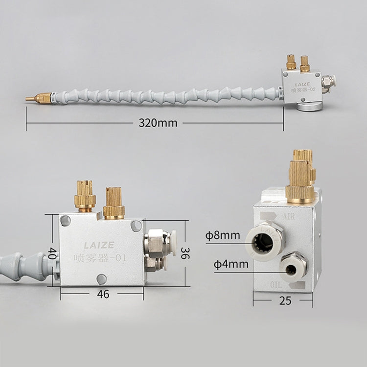 LAIZE CNC Lathe Mist Coolant Lubrication Spray Engraving Machine Cooling Sprayer With Magnetic Base