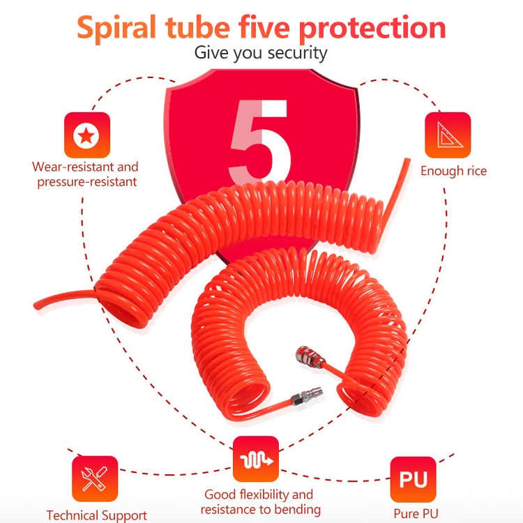 LAIZE Compressor Air Flexible PU Spring Tube without Connector, Specification:10x6.5mm, 12m