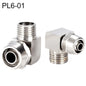 PL6-01 Raccord rapide en cuivre nickelé pour trachée, connecteur femelle verrouillable