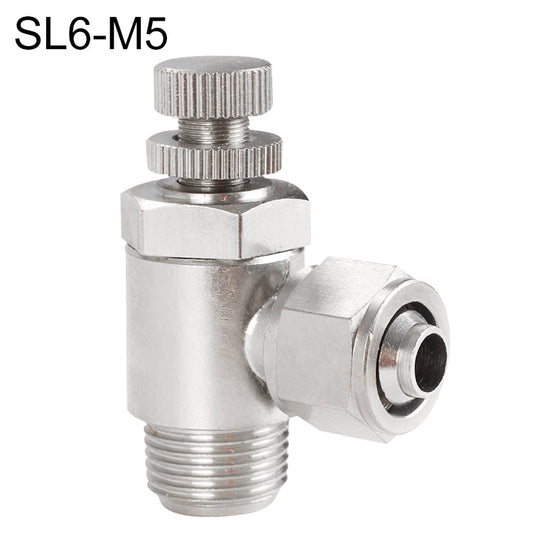 Raccord rapide nickelé en cuivre pour trachée SL6-M5, raccord femelle à vannes de régulation de débit