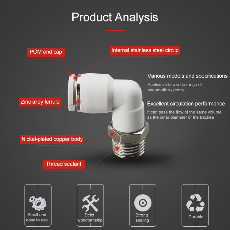 PL6-03 LAIZE 2pcs PL Elbow Pneumatic Quick Fitting Connector