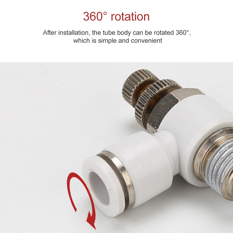 SL10-02 Raccord rapide pneumatique coudé de régulation de débit SL