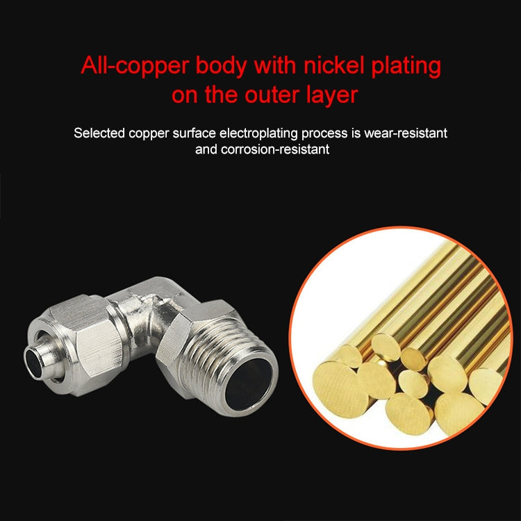 PL6-03 LAIZE Raccord rapide coudé pivotant nickelé en cuivre pour trachée Raccord femelle à verrouillage