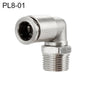 PL8-01 LAIZE Raccord rapide pneumatique coudé, mâle, en cuivre nickelé