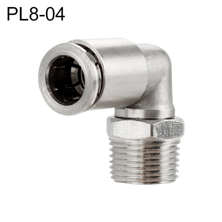 Raccord rapide pneumatique coudé filetage mâle en cuivre nickelé PL8-04 LAIZE