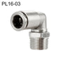 PL16-03 Raccord rapide pneumatique coudé en cuivre nickelé avec filetage mâle LAIZE