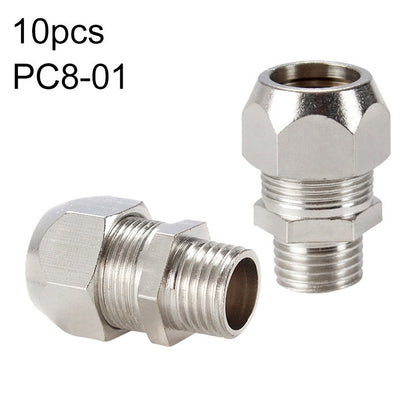 10pcs / Pack LAIZE Raccord rapide pneumatique droit réducteur en cuivre nickelé PC8-01