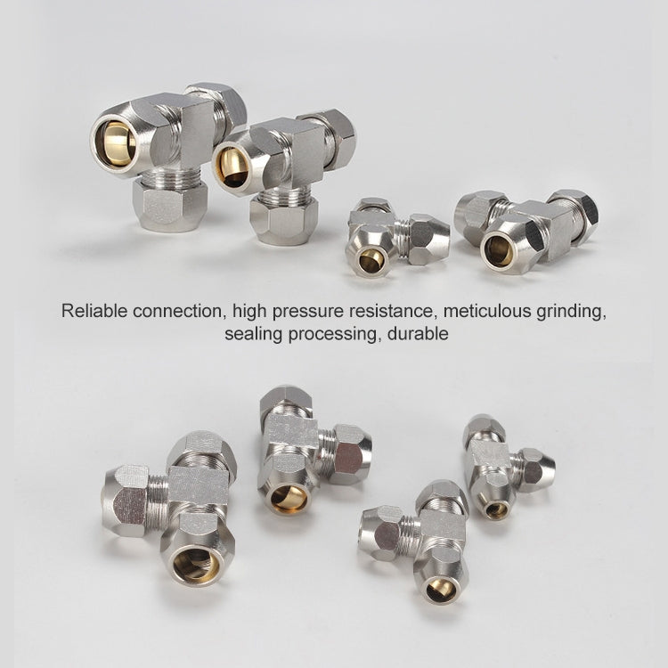KT-PE-8 LAIZE Nickel Plated Copper T Type Tee Pneumatic Quick Fitting Copper Pipe Connector