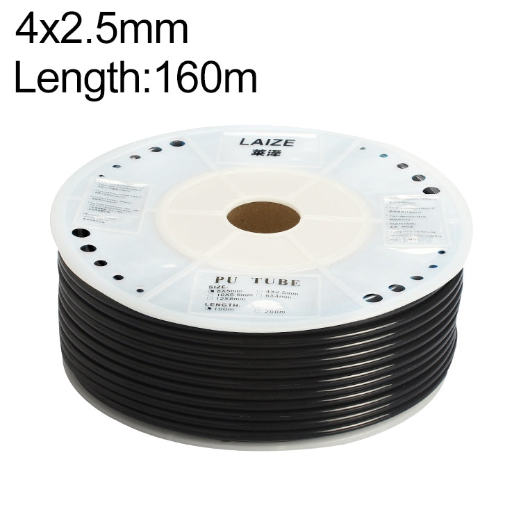 Tube pneumatique souple LAIZE pour compresseur d'air en PU, Spécification: 4x2,5mm, 160m (Noir)