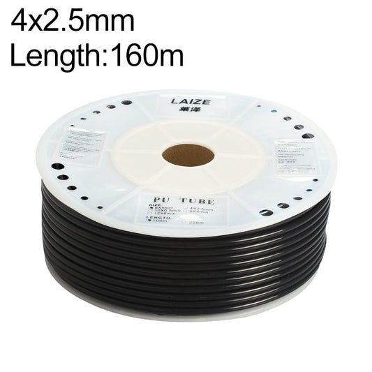 LAIZE Pneumatic Compressor Air Flexible PU Tube, Specification:4x2.5mm, 160m(Black)