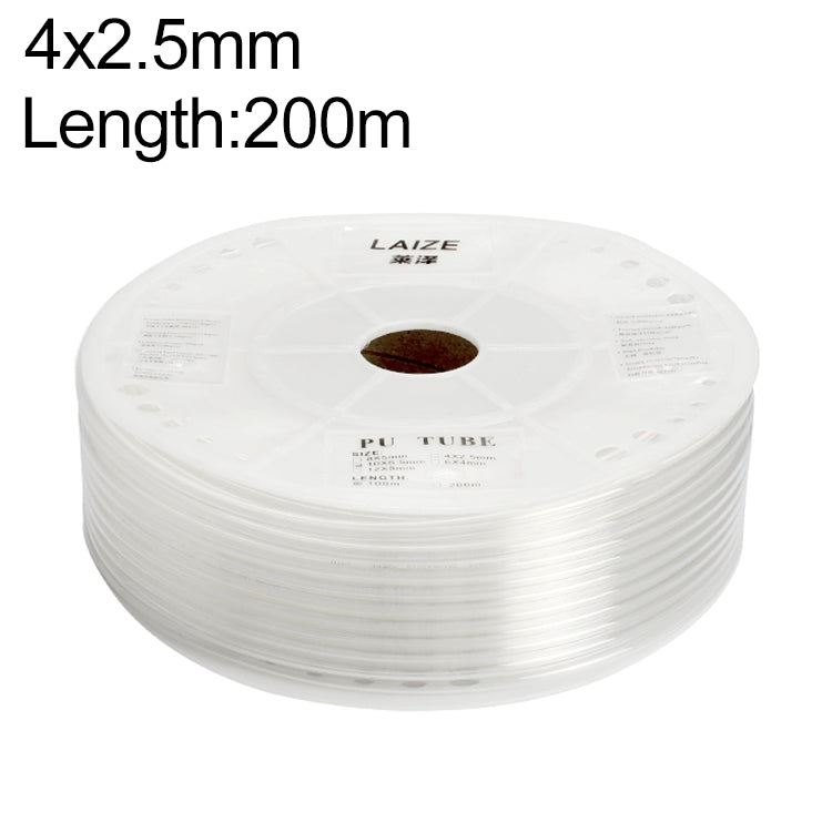 LAIZE Tube flexible en PU pour compresseur d'air pneumatique, Spécifications : 4x2,5mm, 200m (Transparent)