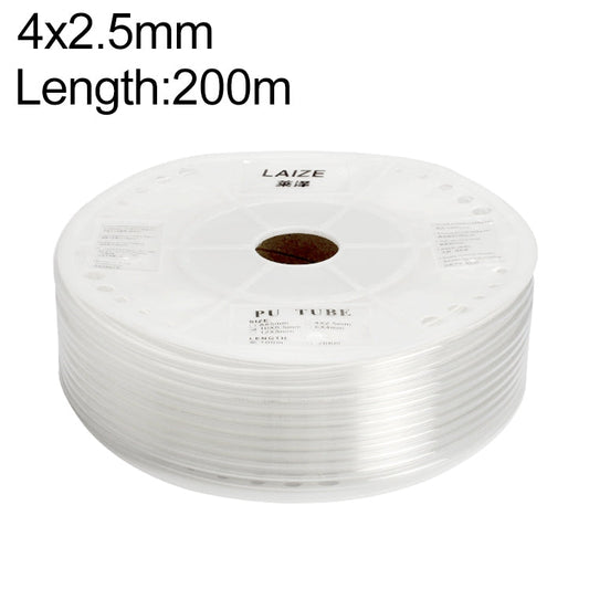 LAIZE Pneumatic Compressor Air Flexible PU Tube, Specification:4x2.5mm, 200m(Transparent)