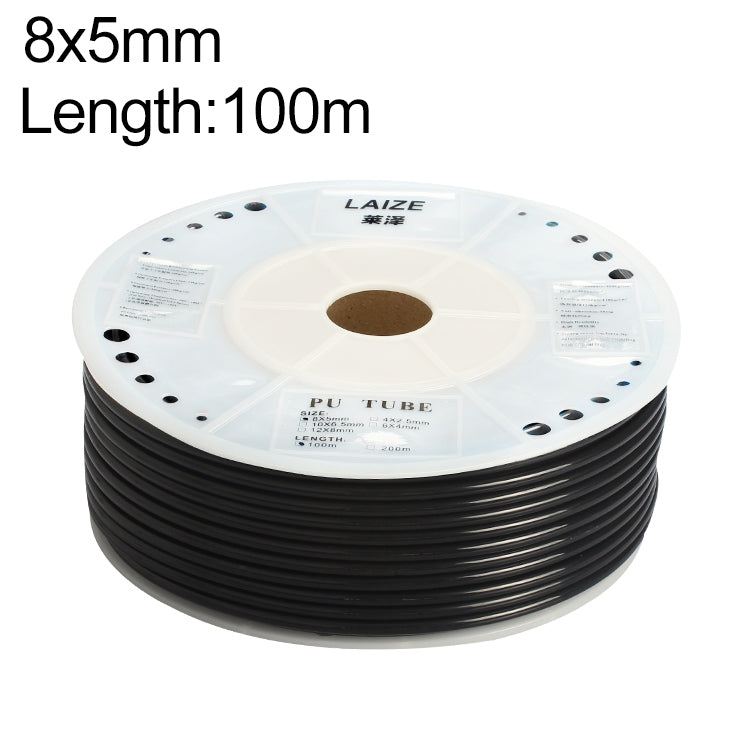 LAIZE Pneumatic Compressor Air Flexible PU Tube, Specification:8x5mm, 100m(Black)