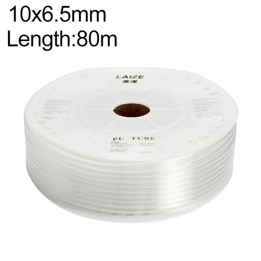 LAIZE Pneumatic Compressor Air Flexible PU Tube, Specification:10x6.5mm, 80m(Transparent)