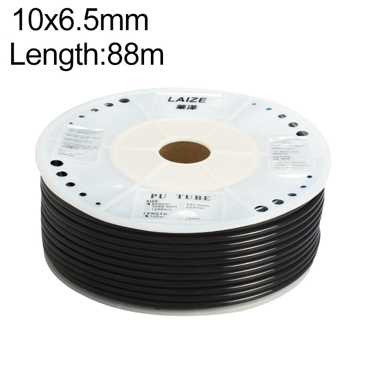 LAIZE Pneumatic Compressor Air Flexible PU Tube, Specification:10x6.5mm, 88m(Black)