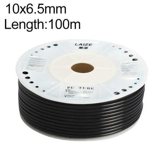 LAIZE Pneumatic Compressor Air Flexible PU Tube, Specification:10x6.5mm, 100m(Black)