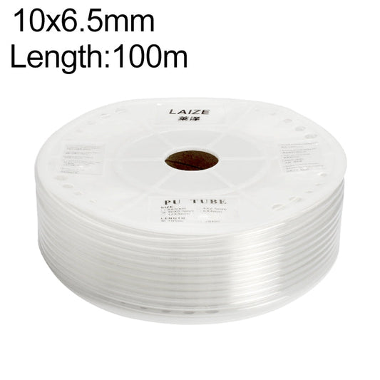 LAIZE Pneumatic Compressor Air Flexible PU Tube, Specification:10x6.5mm, 100m(Transparent)