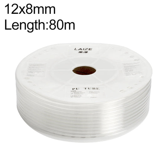 LAIZE Pneumatic Compressor Air Flexible PU Tube, Specification:12x8mm, 80m(Transparent)