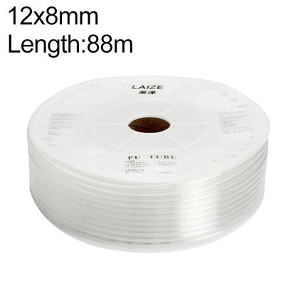 Tube flexible pneumatique en PU pour compresseur d'air LAIZE, Spécification : 12x8mm, 88m (Transparent)