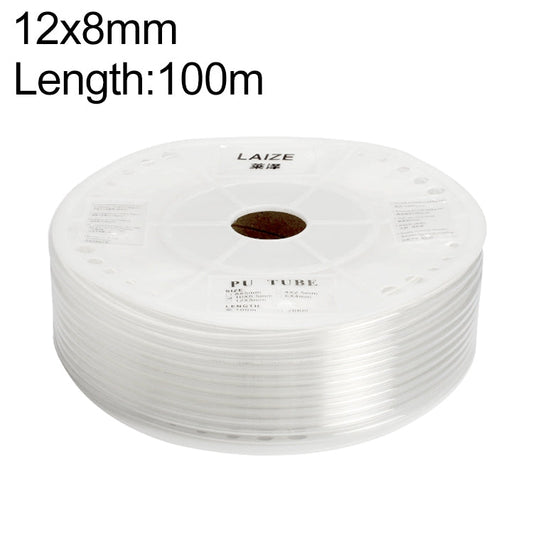 LAIZE Pneumatic Compressor Air Flexible PU Tube, Specification:12x8mm, 100m(Transparent)