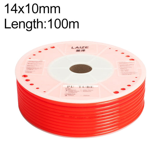 LAIZE Pneumatic Compressor Air Flexible PU Tube, Specification:14x10mm, 100m(Red)