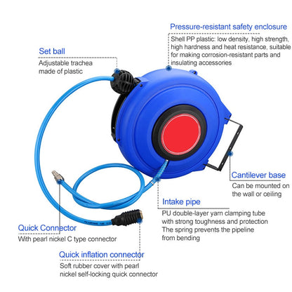 LAIZE Automatic Retractable Air Hose Reel Pneumatic PU Tube, Specification:10x6.5mm, 12m