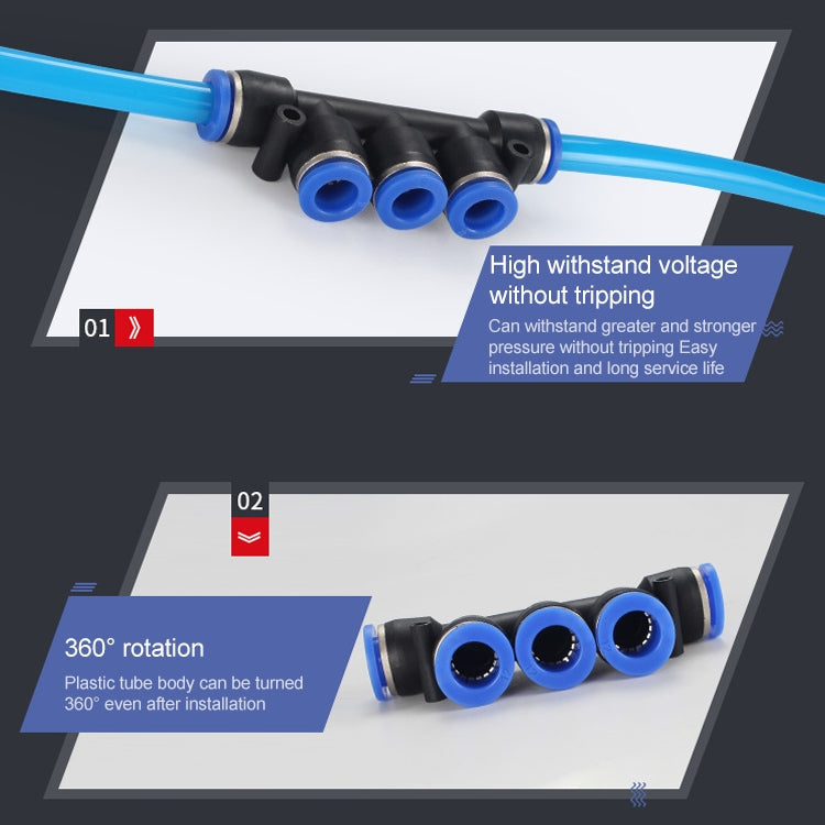 PK-6 LAIZE 10pcs Plastic Five Port Pneumatic Quick Fitting Connector