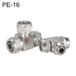 PE-16 LAIZE Nickel Plated Copper Y-type Tee Pneumatic Quick Connector