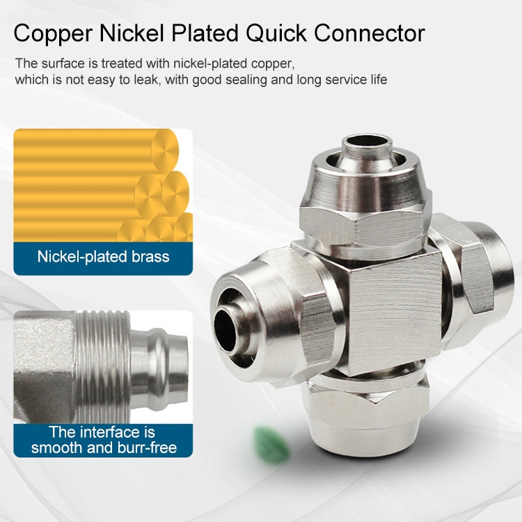 PZA-6 LAIZE Nickel Plated Copper Y-type Tee Pneumatic Quick Connector