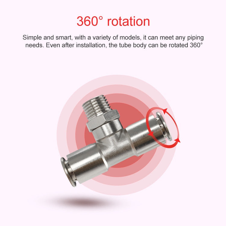 PB6-01 LAIZE Nickel Plated Copper Male Tee Branch Pneumatic Quick Connector