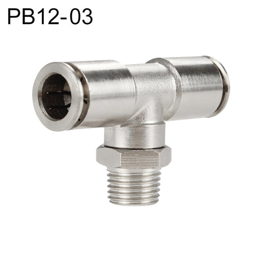 PB12-03 LAIZE Nickel Plated Copper Male Tee Branch Pneumatic Quick Connector