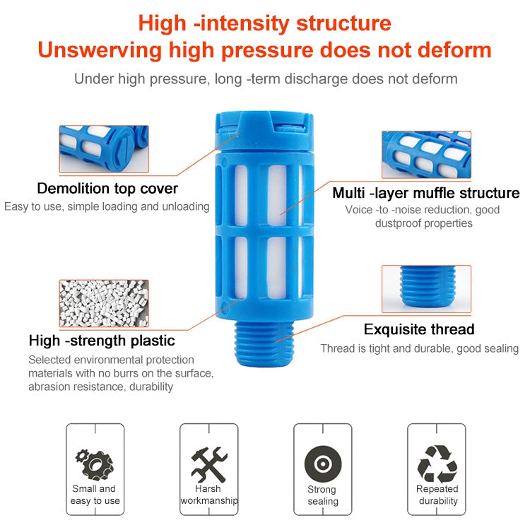 LAIZE Plastic Pneumatic Muffler, Caliber:1 Point(Blue)