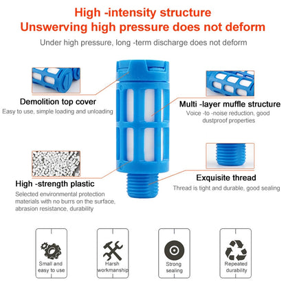 LAIZE Plastic Pneumatic Muffler, Caliber:1 Point(Blue)
