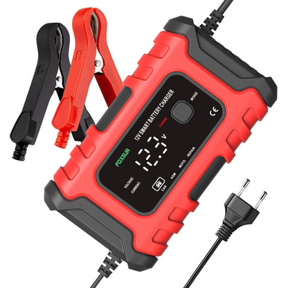 Chargeur de batterie intelligent FOXSUR 6A 12V pour moto/voiture, type de prise : prise britannique (rouge)