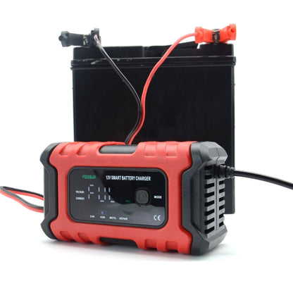 Chargeur de batterie intelligent FOXSUR 6A 12V pour moto/voiture, type de prise : prise britannique (rouge)
