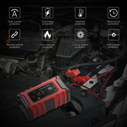 Chargeur de batterie intelligent FOXSUR 6A 12V pour moto/voiture, type de prise : prise britannique (rouge)