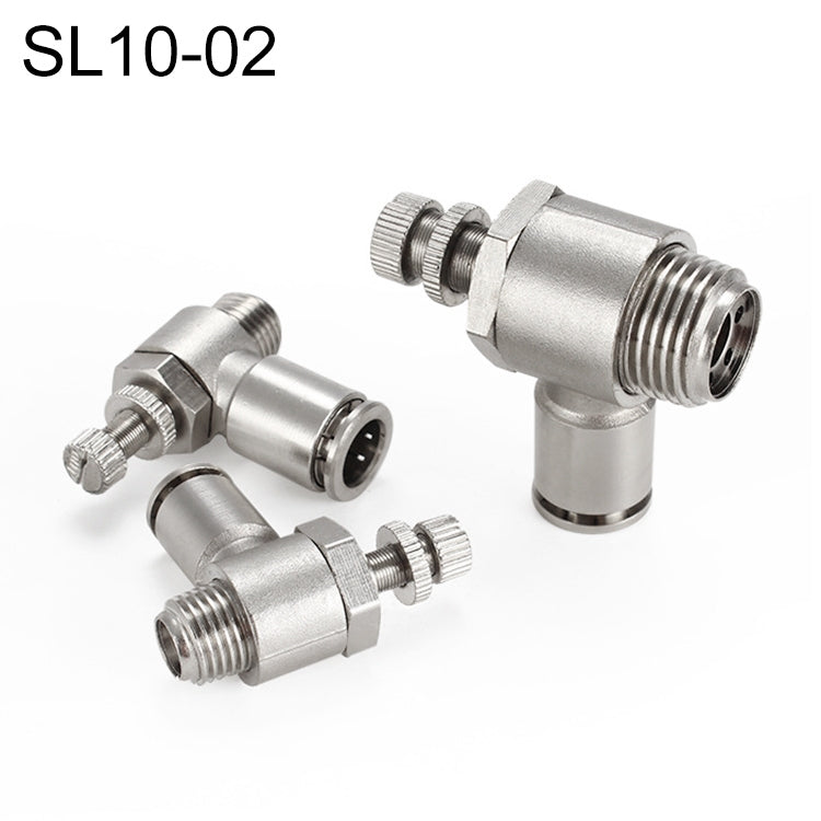 SL10-02 Raccord pneumatique fileté mâle en cuivre nickelé avec vanne d'accélérateur
